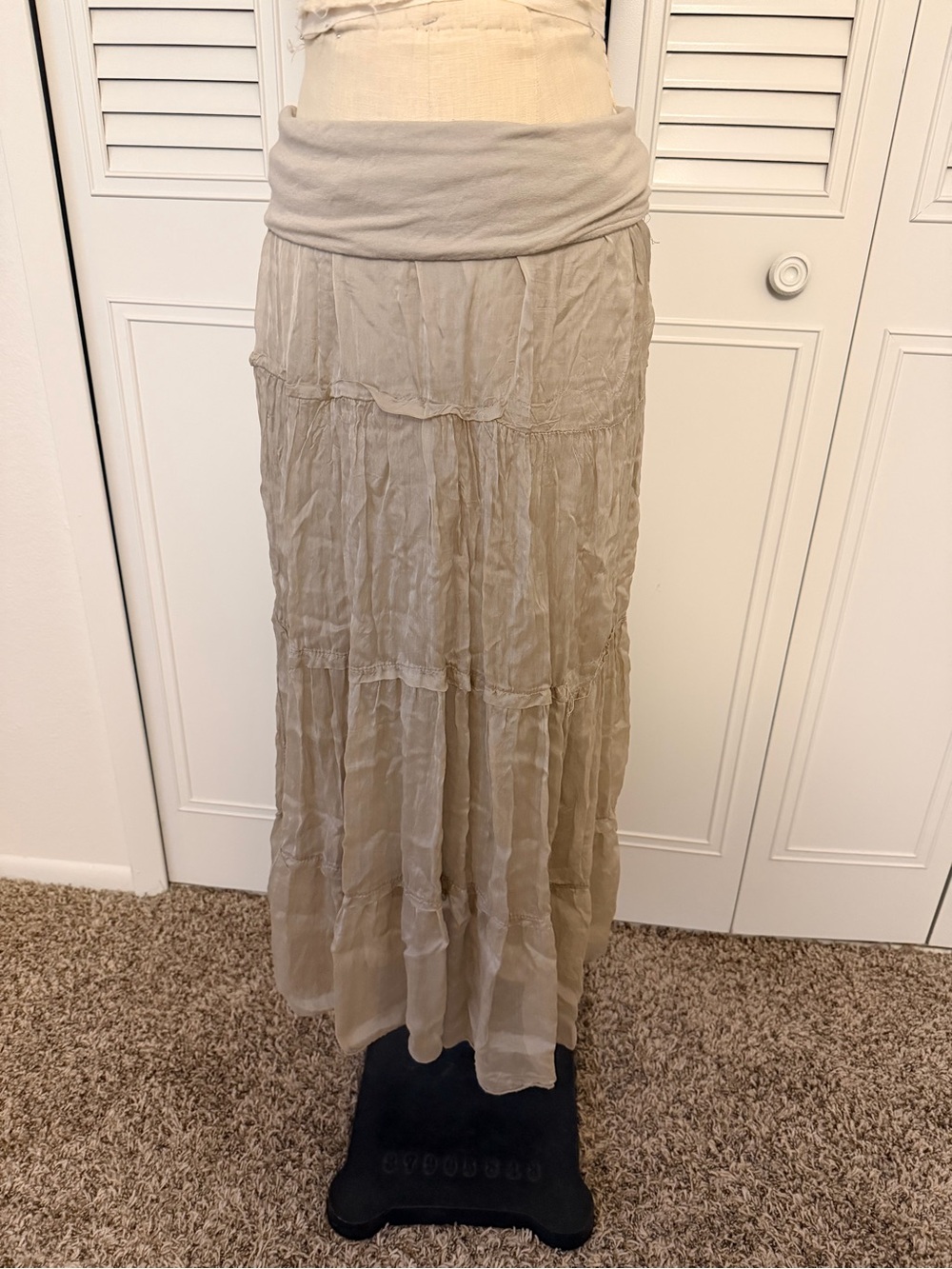 Boho Tiered Silk Maxi Skirt